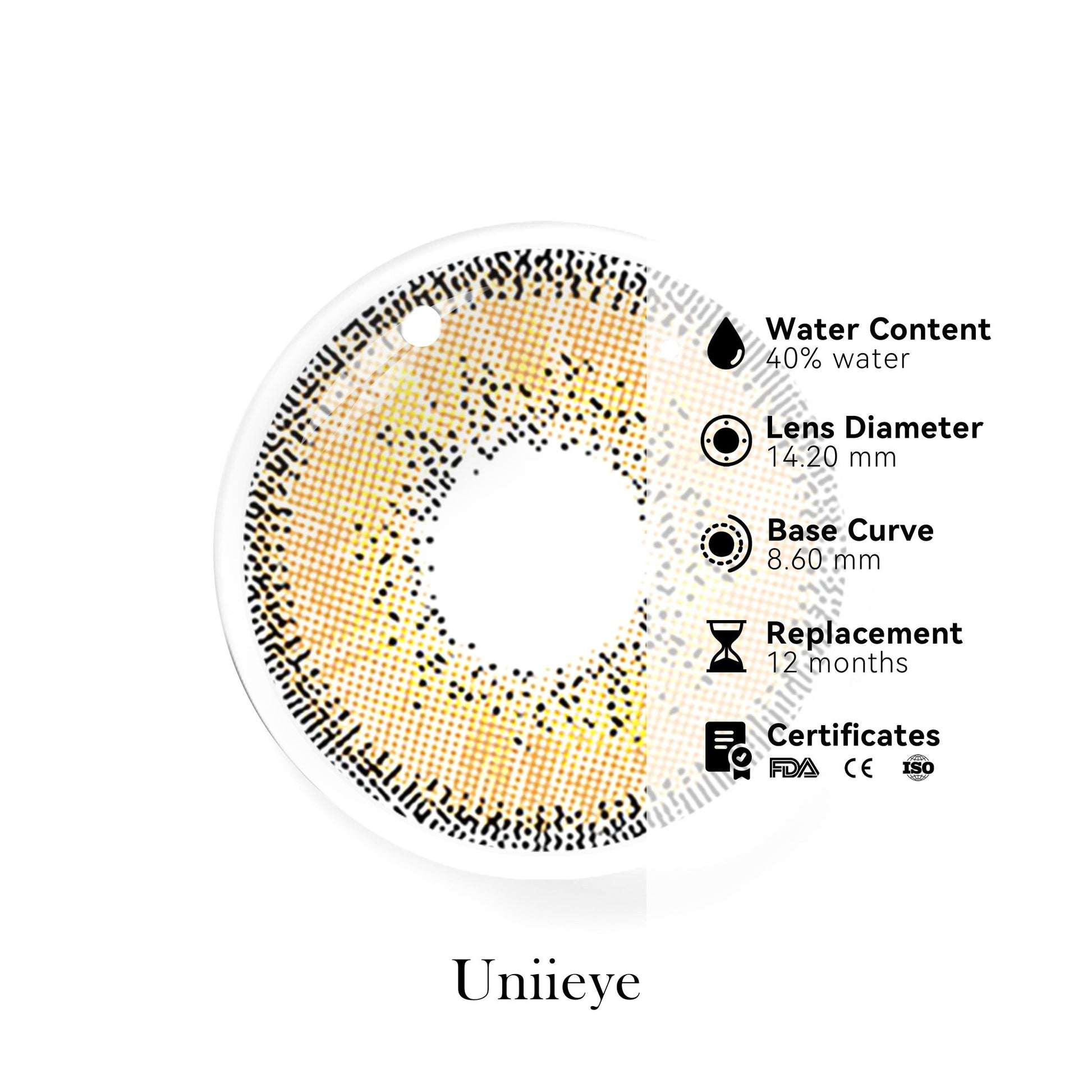 UNIIEYE Athena Honey Brown Yearly Colored Contact Lense - Uniieye