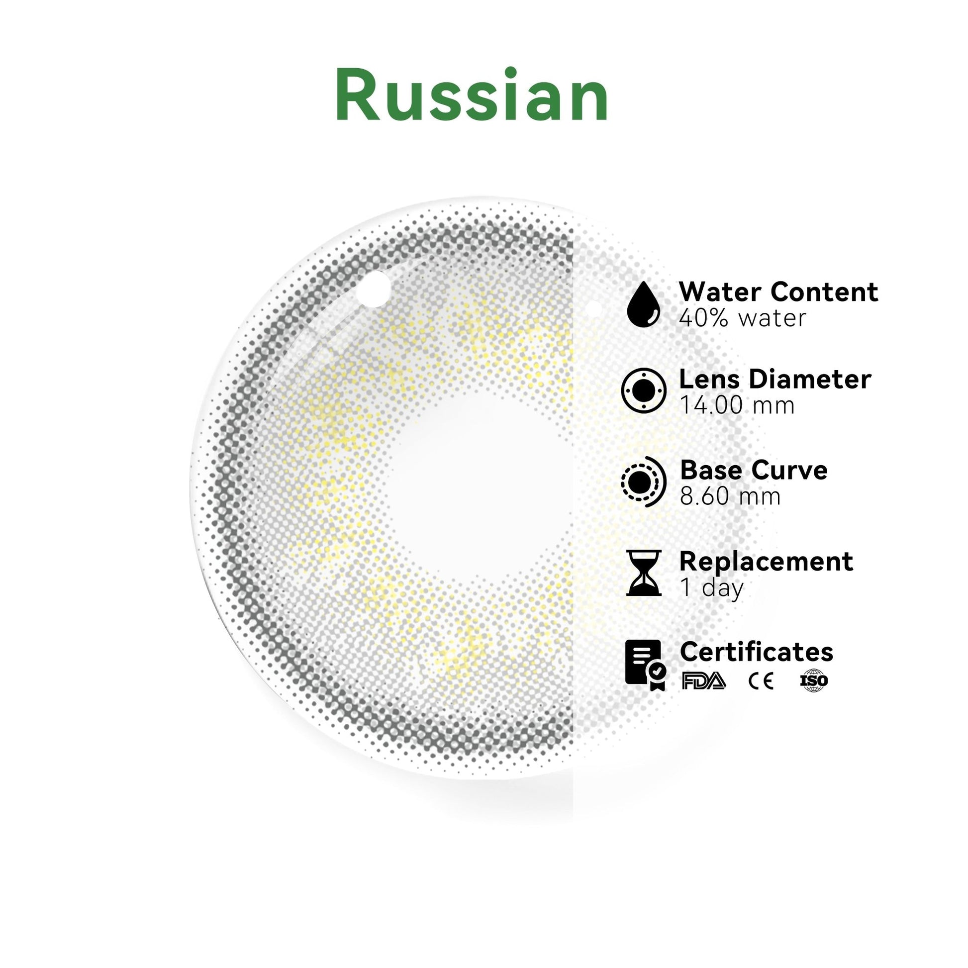 UNIIEYE Russian Grey Daily Colored Contacts | 10 pcs - UNIIEYE