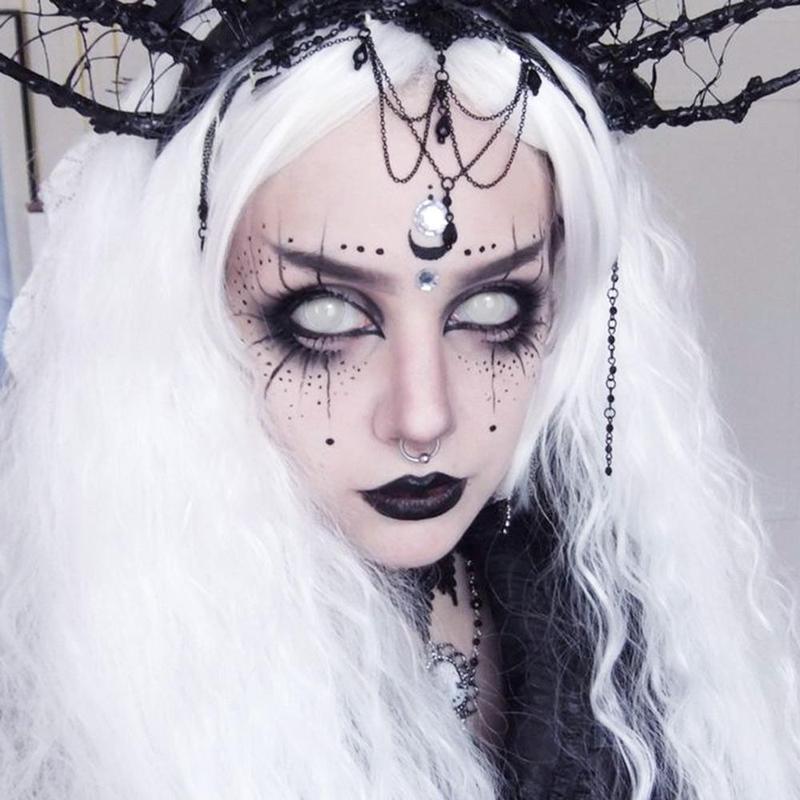 ALL White Blind White Halloween Cosplay Contact Lenses - Uniieye
