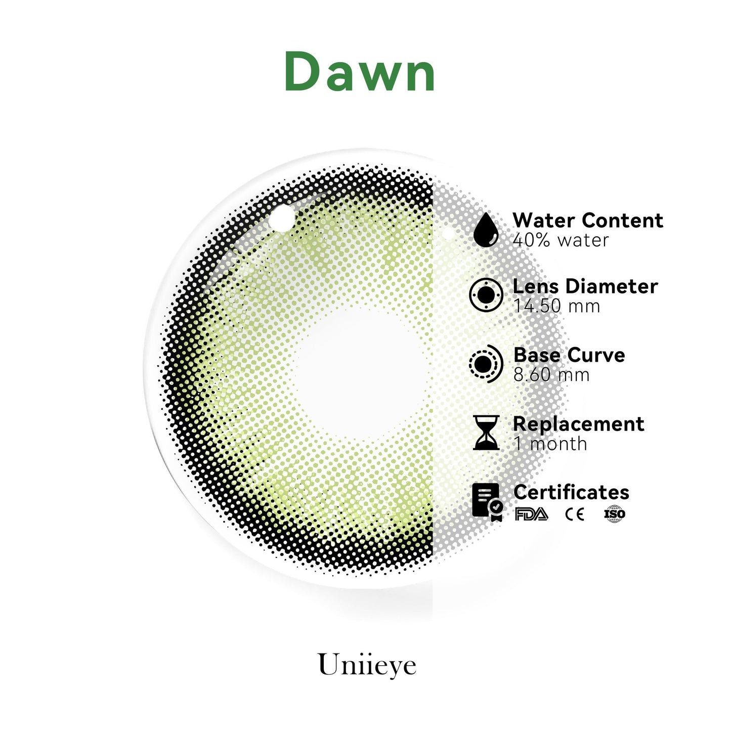 Dawn Green Colored Contact Lenses - Uniieye