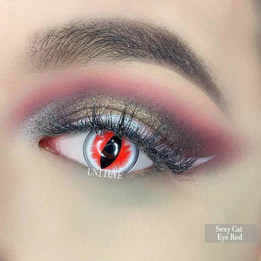 Sexy Cat Eye Red Cosplay Contact Lenses - Uniieye