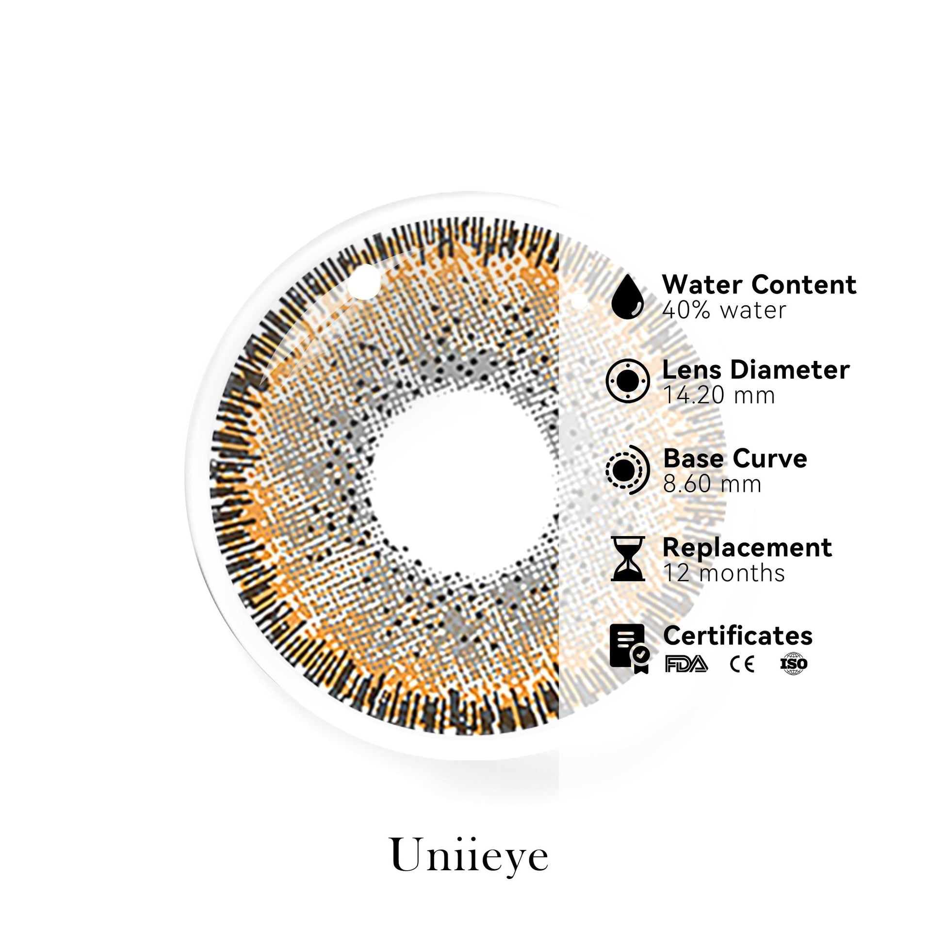 UNIIEYE Athena Brown Yearly Colored Contact Lenses - Uniieye