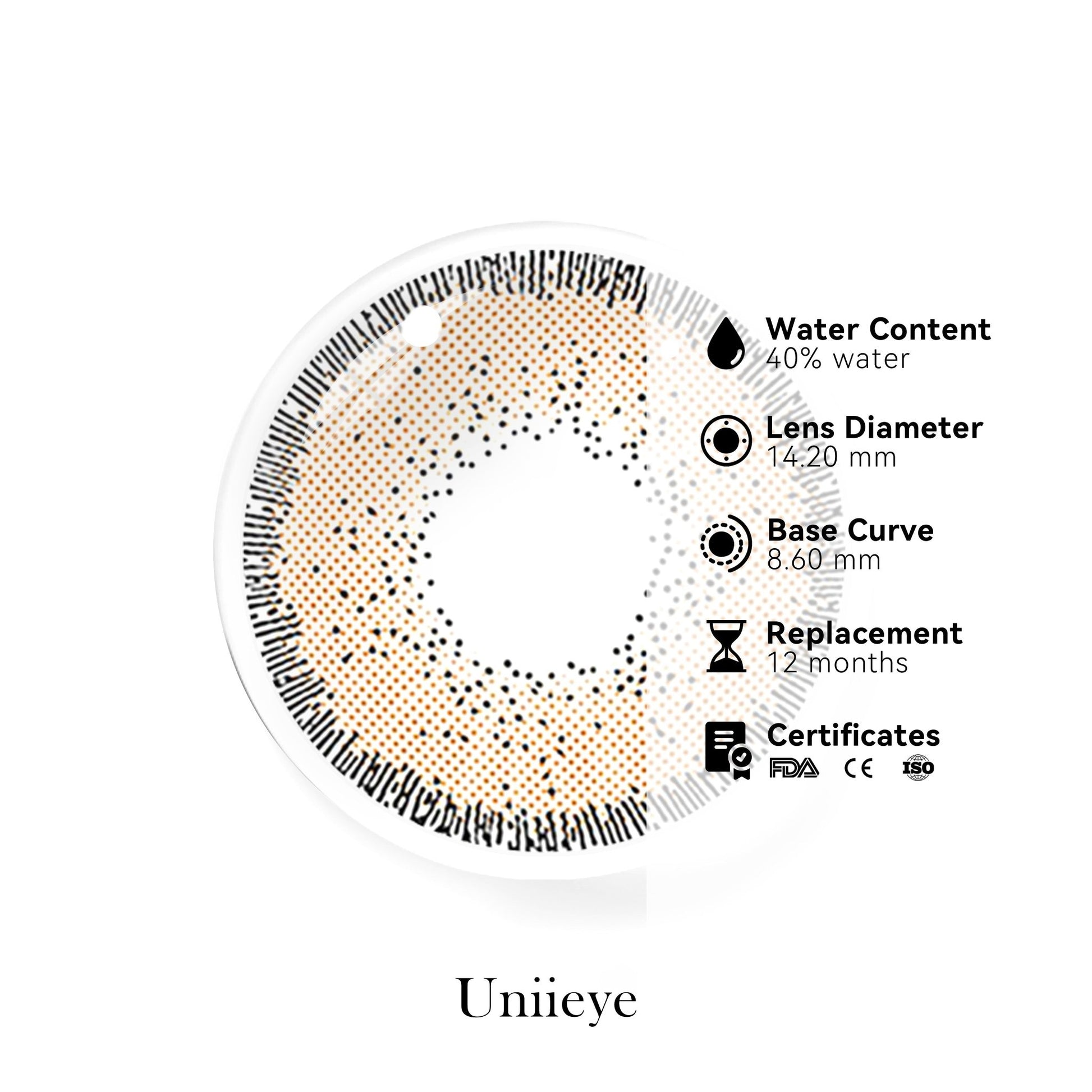 UNIIEYE Athena Caffe Brown Yearly Colored Contact Lenses - Uniieye