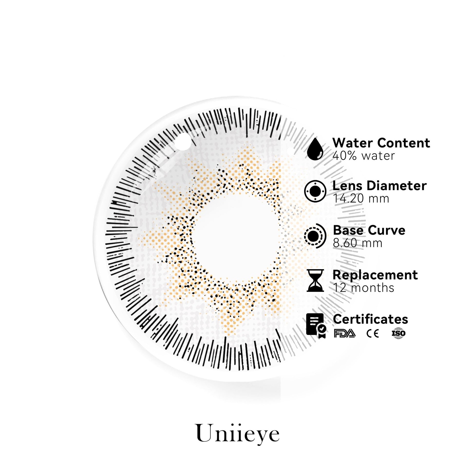 UNIIEYE Athena Gray Yearly Colored Contact Lenses - Uniieye