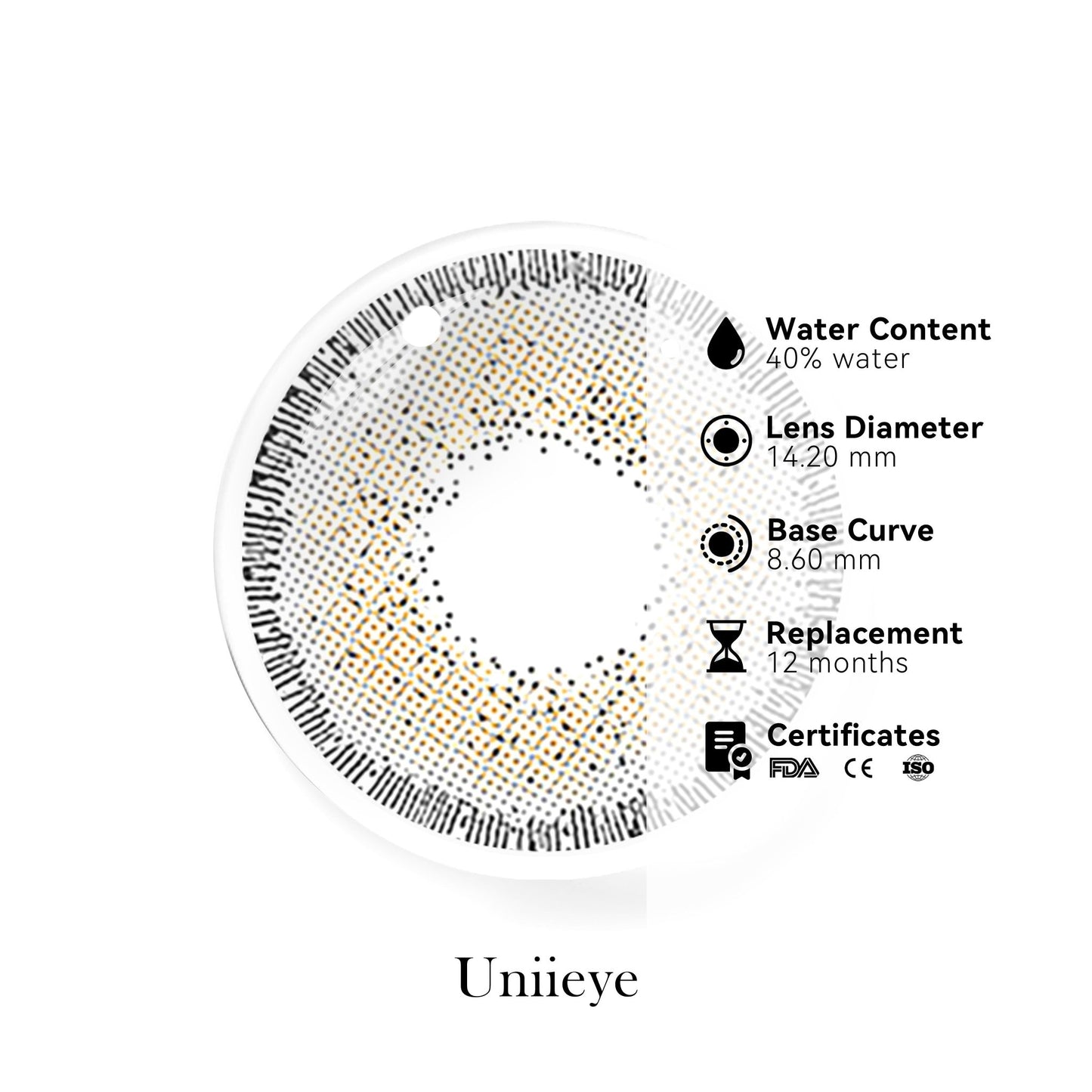 UNIIEYE Athena Mist Grey Yearly Colored Contact Lenses - Uniieye
