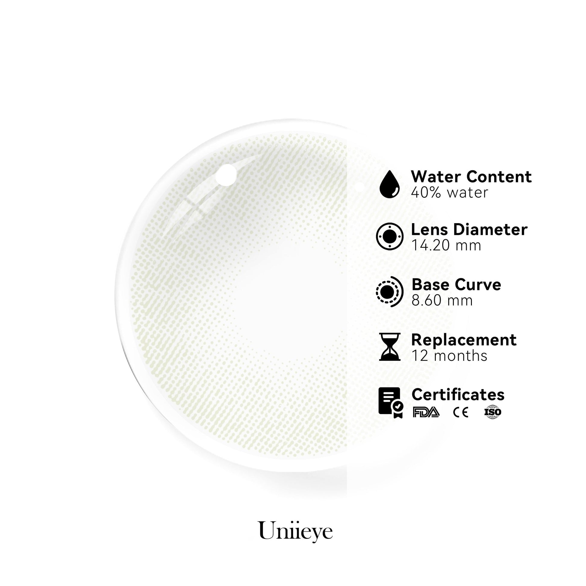 UNIIEYE Athena Snowy Grey Yearly Colored Contact Lenses - Uniieye
