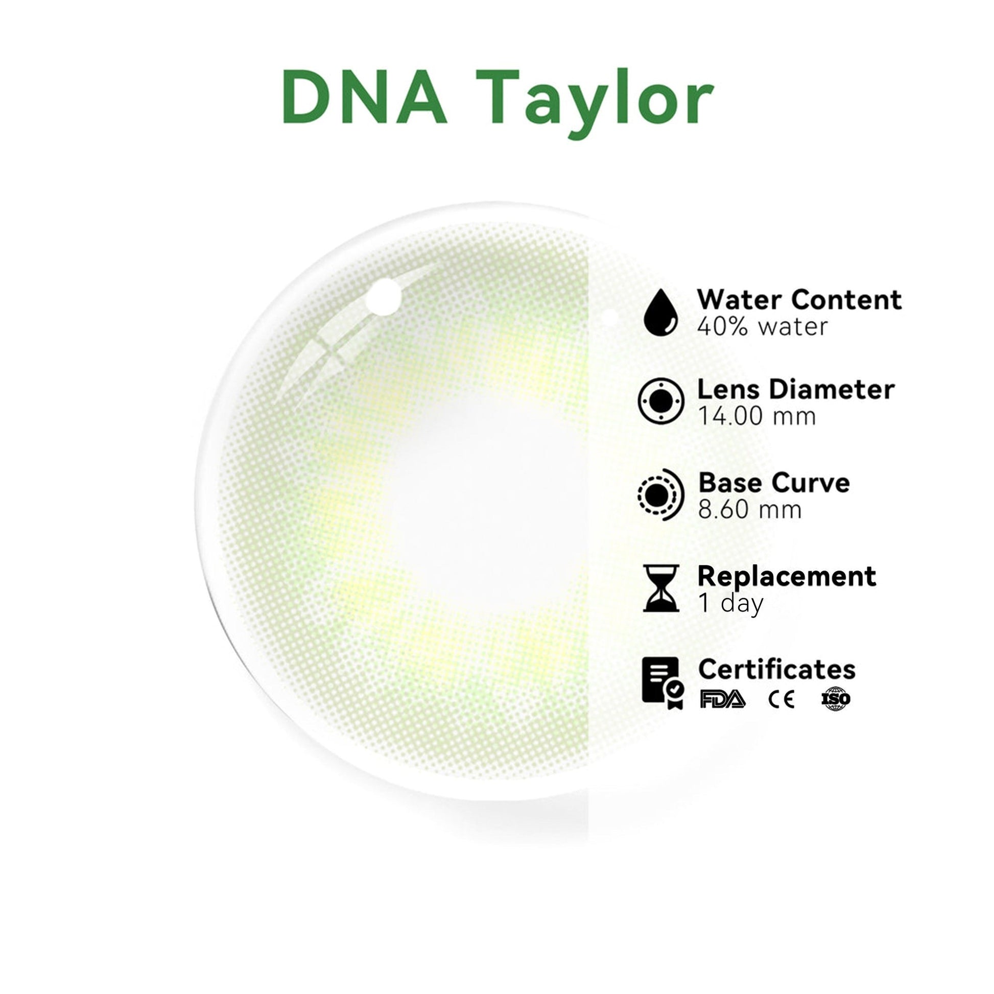UNIIEYE DNA Taylor Green Gray Daily Colored Contacts | 10 pcs - UNIIEYE