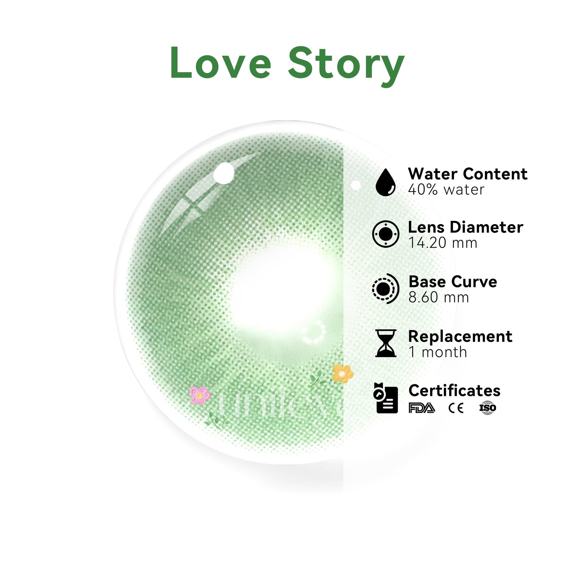 Uniieye Love Story Endorphin Green Yearly Colored Contacts - Uniieye