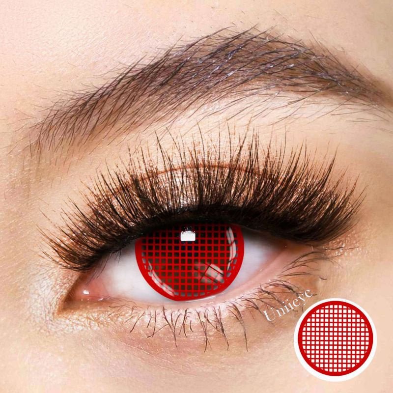 UNIIEYE Red Mesh Crazy Contact Lenses - Uniieye